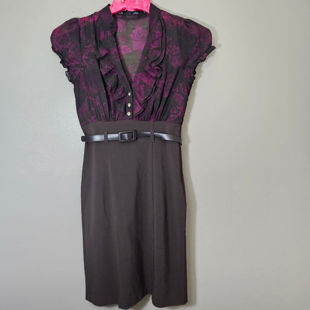 Maurices Y2K Whimsigoth Floral Fitted Dress Sz1/2 Whimsigoth DarkAcademia RomCom